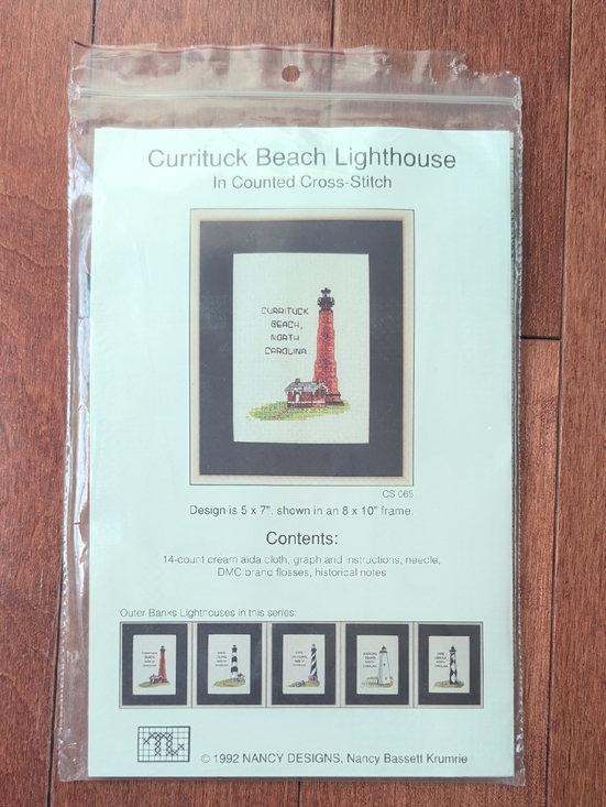 Nancy Bassett Krumrie Other - Vintage With Tags - Currituck Beach Lighthouse Counted Cross-Stitch Kit